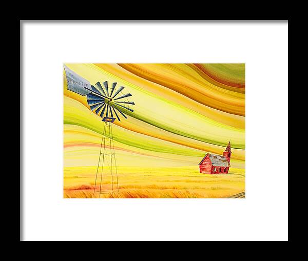Great Plains Art Framed Print featuring the painting Aermotor by Scott Kirby