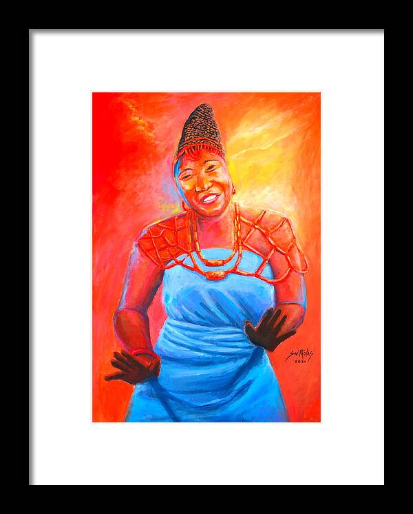 Orange Framed Print featuring the painting Africa Dance Maiden by Olaoluwa Smith