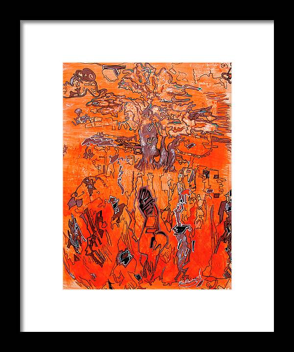 Ellen Palestrant Framed Print featuring the painting Africa Meets Arizona by Ellen Palestrant
