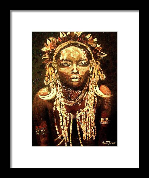 Africa Framed Print featuring the painting African Beauty by Kowie Theron