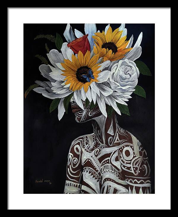 Rmo Framed Print featuring the painting African Blossom by Ronnie Moyo