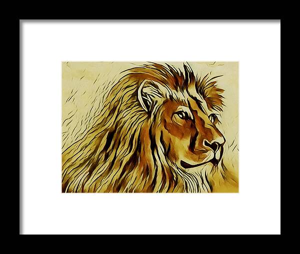 King Of The Jungle Framed Print featuring the digital art King of the Jungle by Loraine Yaffe