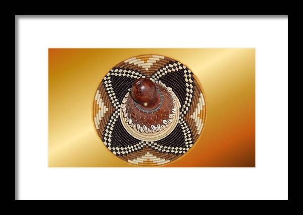 African Framed Print featuring the photograph African Shekere Instrument in a basket by Nancy Ayanna Wyatt