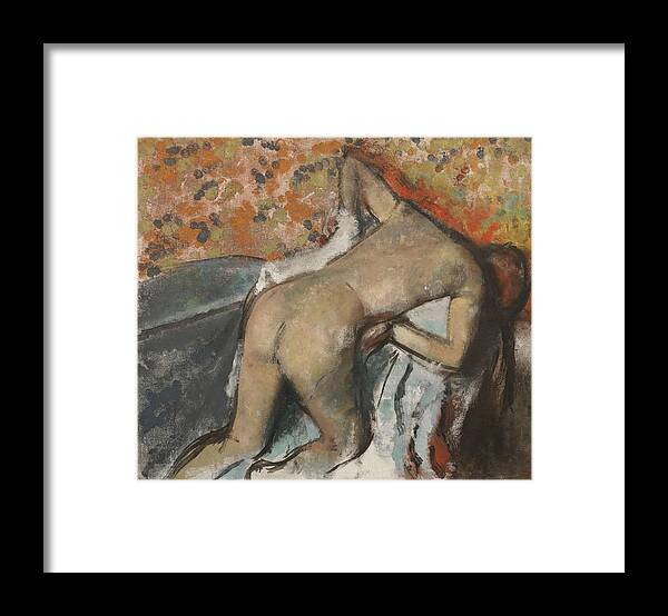 Edgar Degas Framed Print featuring the painting After the Bath Woman Drying Herself Apr s le bain femme s essuyant  by Edgar Degas