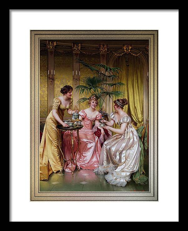 Afternoon Tea Framed Print featuring the painting Afternoon Tea by Frederic Soulacroix by Rolando Burbon