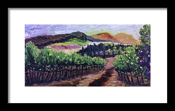 Landscape Framed Print featuring the painting Afternoon Vines by Roxy Rich