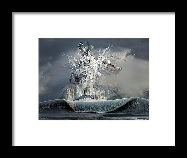 Surreal Framed Print featuring the digital art Against All Odds or Crusader Battle on the Ice by George Grie