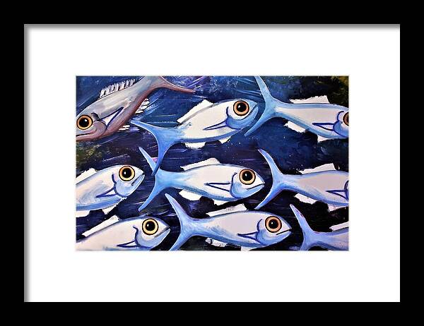 Fish Art Framed Print featuring the painting Against the Tide by Joan Stratton