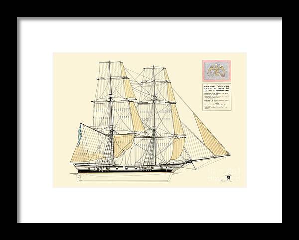 Historic Vessels Framed Print featuring the drawing The Corvette Agamemnon - 1820 by Panagiotis Mastrantonis