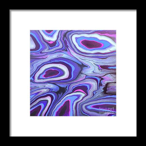 Poured Acrylic Framed Print featuring the painting Agate Islands by Lucy Arnold