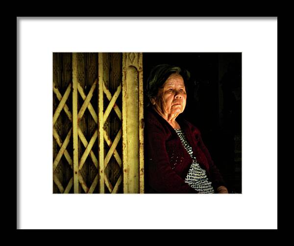 Lady Framed Print featuring the photograph Aged lady portrait by Robert Bociaga