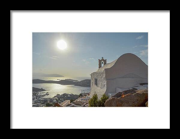 Ios Framed Print featuring the photograph Agios Eleftherios Overlooking Aegean Sunset on the Greek Island of Ios by Shawn O'Brien