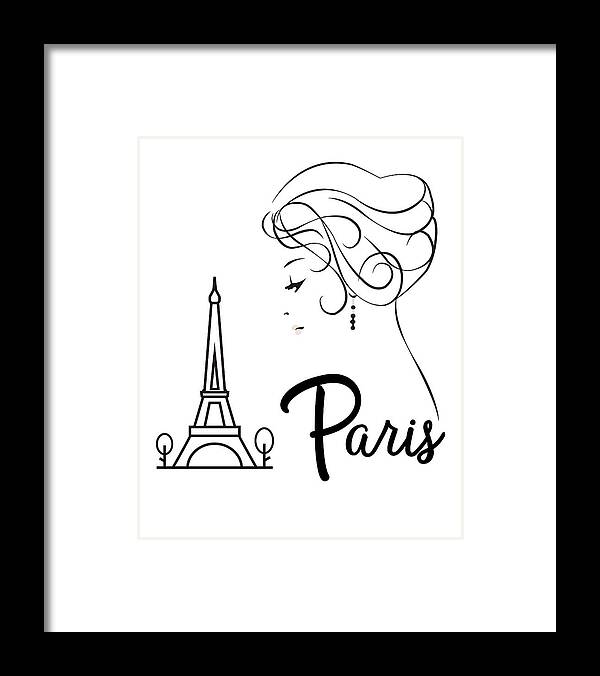 Paris Girl Line Art Drawing Framed Print featuring the digital art Ahh Paris by Bob Pardue