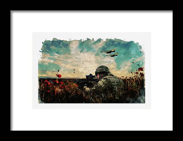 Soldier Poppy Framed Print featuring the digital art Aim Sure by Airpower Art