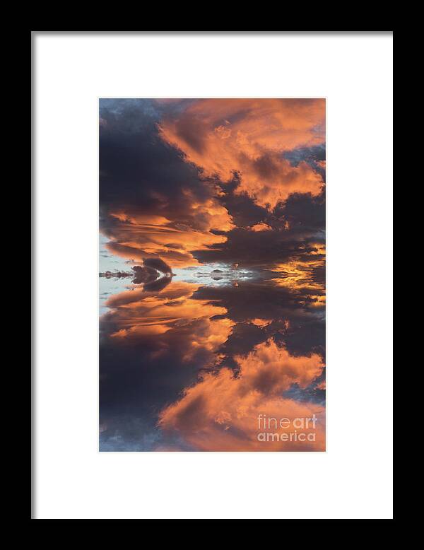 Sky Framed Print featuring the digital art Air and orange light, a journey through time by Adriana Mueller