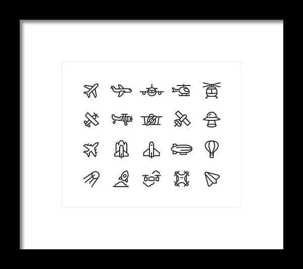 Comet Framed Print featuring the drawing Air Transport Line Icons Editable Stroke by Bounward