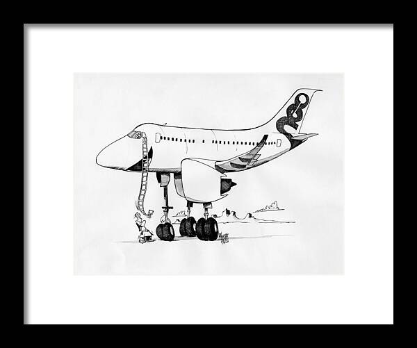 Original Art Framed Print featuring the drawing Airbus A320neo by Michael Hopkins
