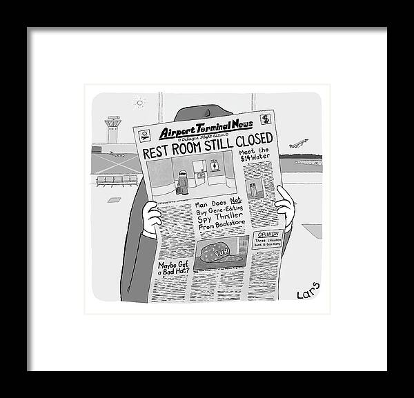 Captionless Framed Print featuring the drawing Airport Terminal News by Lars Kenseth