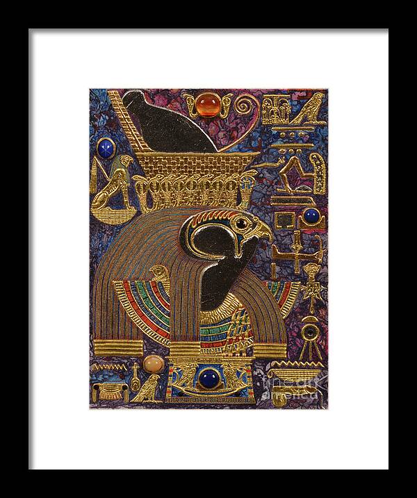 Ancient Framed Print featuring the mixed media Akem Shield of Heru Who Unites the Two Lands by Ptahmassu Nofra-Uaa