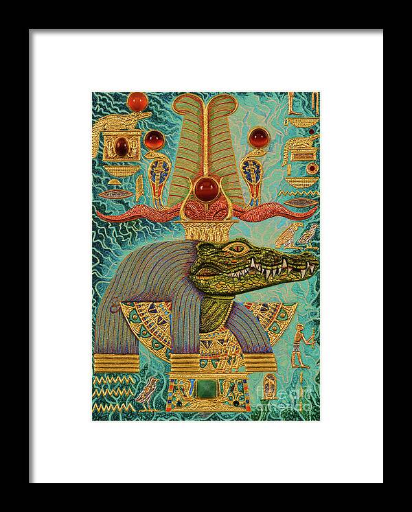 Ancient Framed Print featuring the mixed media Akem-Shield of Sobek-Ra Lord of Terror by Ptahmassu Nofra-Uaa