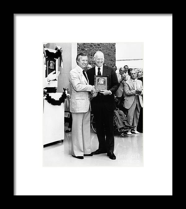 1980-1989 Framed Print featuring the photograph Al Kaline and Bowie Kuhn by National Baseball Hall Of Fame Library