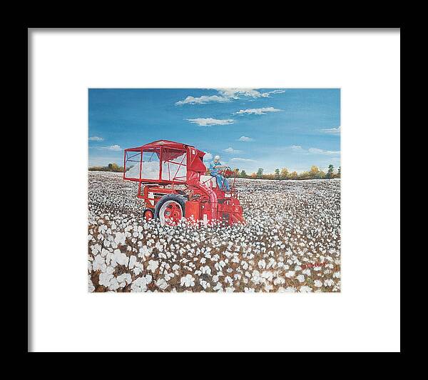 Picking Cotton Framed Print featuring the painting Alabama Fields of White by ML McCormick