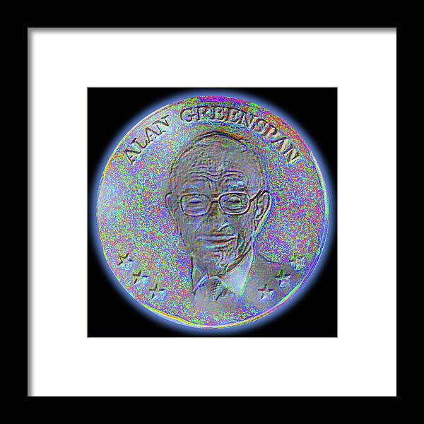 Wunderle Framed Print featuring the digital art Alan Greenspan V1B by Wunderle