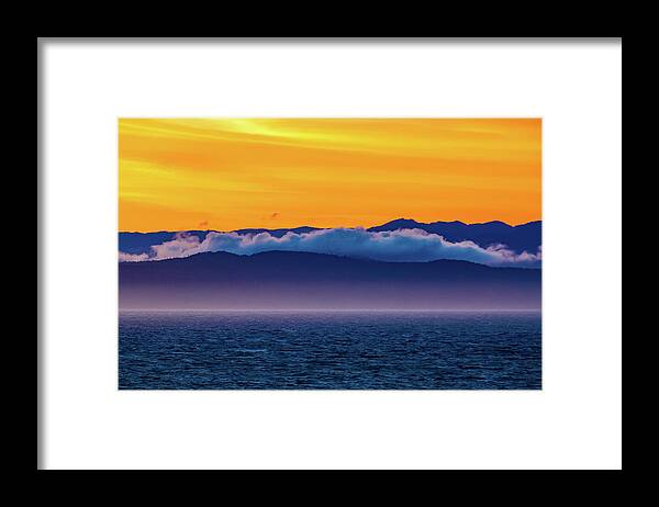 Alaska Framed Print featuring the digital art Alaska Inside Passage Sunset by SnapHappy Photos