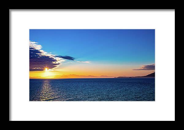 Alaska Framed Print featuring the digital art Alaska Inside Passage Sunset III by SnapHappy Photos