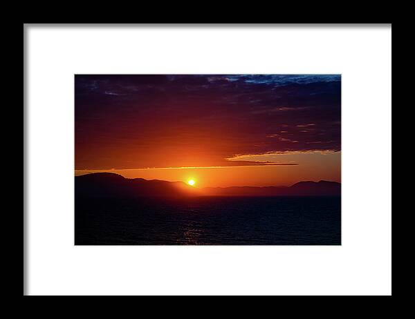 Alaska Framed Print featuring the digital art Alaska Inside Passage Sunset IV by SnapHappy Photos