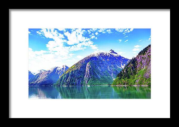 Alaska Framed Print featuring the digital art Alaska Inside Passage wide by SnapHappy Photos