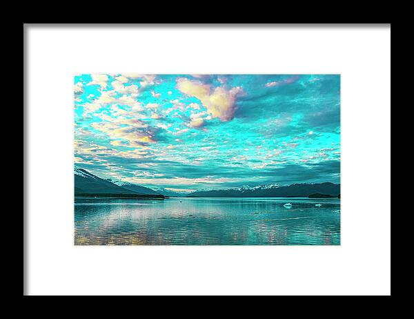 Alaska Framed Print featuring the digital art Alaska Sunset Inside Passage by SnapHappy Photos