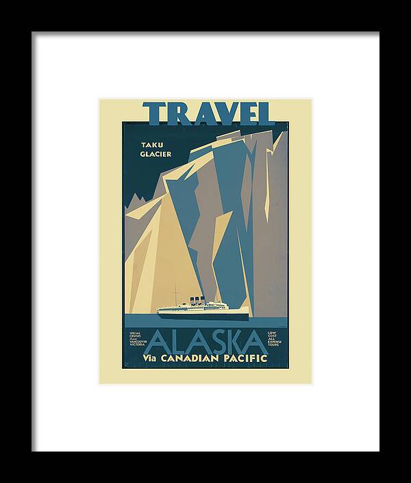 Travel Poster Framed Print featuring the drawing Alaska Travel Poster by Travel Poster