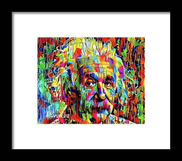 Einstein Framed Print featuring the digital art Albert the Colorful Genius by Dave Lee