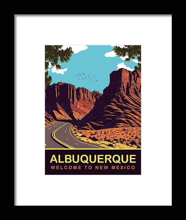 Albuquerque Framed Print featuring the digital art Albuquerque Highway, NM by Long Shot