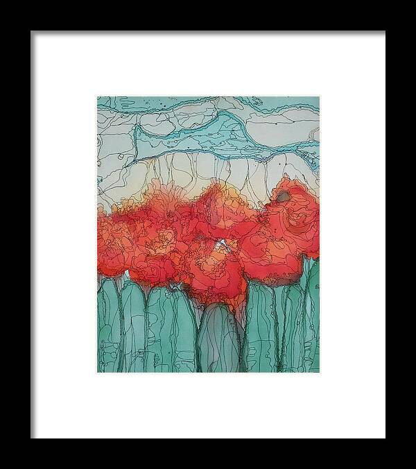 Flowers Framed Print featuring the mixed media Alcohol Meadow by Aimee Bruno