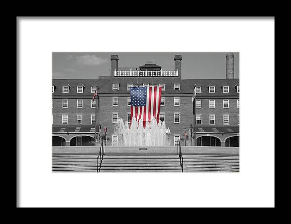 American Flag Framed Print featuring the photograph Alexandria Virginia City Hall by Mike McGlothlen