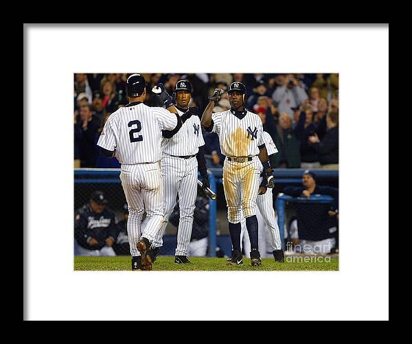 Alfonso Soriano, Derek Jeter, and Bernie Williams Framed Print by Al Bello  - MLB Photo Store