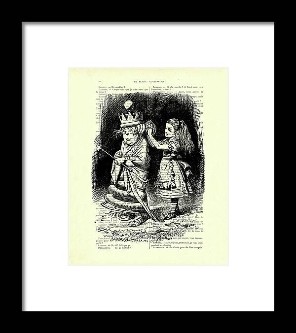 Alice In Wonderland Framed Print featuring the drawing Alice in Wonderland and the Queen by Madame Memento