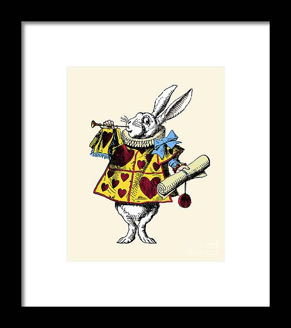 Alice In Wonderland Framed Print featuring the digital art Alice in Wonderland White Rabbit by Madame Memento