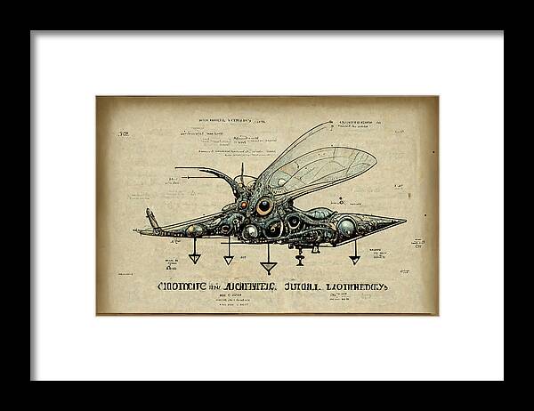 Alien Framed Print featuring the digital art Alien Insect #3 by Nickleen Mosher