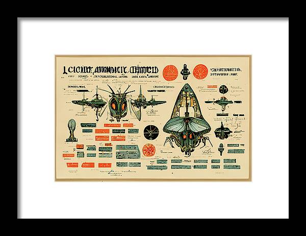 Alien Framed Print featuring the digital art Alien Insects #4 by Nickleen Mosher