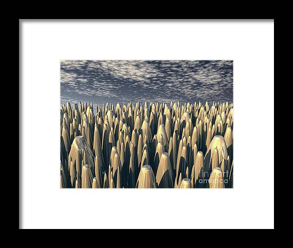 Alien World Framed Print featuring the digital art Alien World Landscape by Phil Perkins