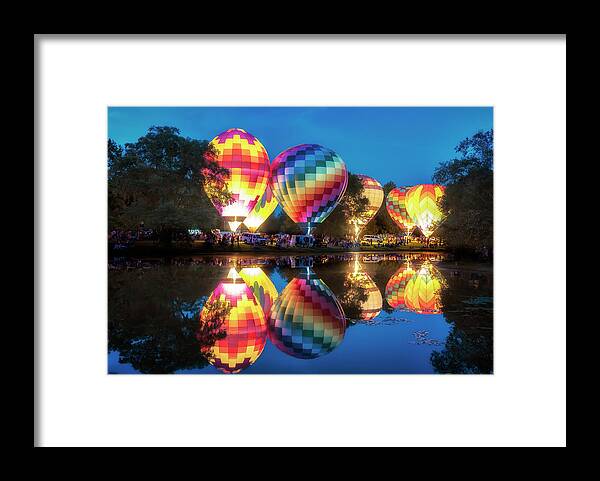 Hot Air Balloons Framed Print featuring the photograph All Balloon Glow - Centralia Balloon Fest by Susan Rissi Tregoning