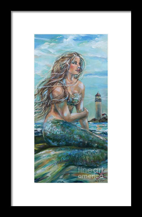 Mermaid Framed Print featuring the painting Allexis by Linda Olsen