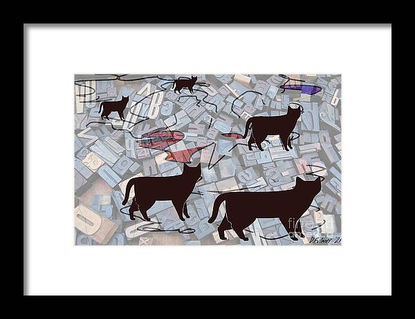 Cats Framed Print featuring the digital art Alley Cats by Denise F Fulmer