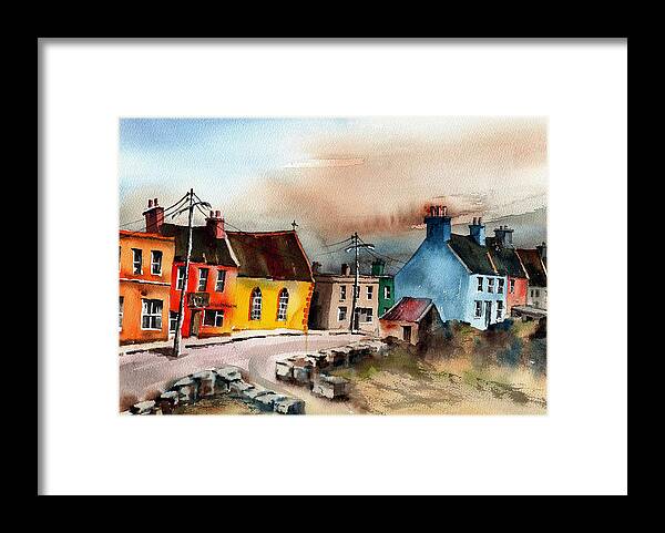  Framed Print featuring the painting Allihies Main St by Val Byrne