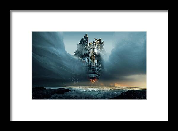 Dark Landscape Mystical Dangerous Phantasmagoria Digital Poster Limited Edition Giclee Art Print Metaphorical Allegorical Symbolic Framed Print featuring the digital art Along Ruined Soul by George Grie