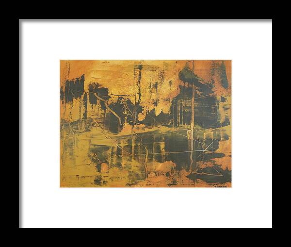 Abstract Framed Print featuring the painting Along the Tobyhanna by Dick Richards