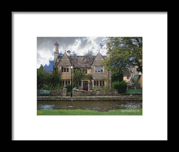 Bourton-on-the-water Framed Print featuring the photograph Along the Water in Bourton by Brian Watt